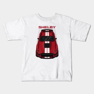 Ford Mustang Shelby GT500 2020-2021 - Rapid Red - White Stripes Kids T-Shirt